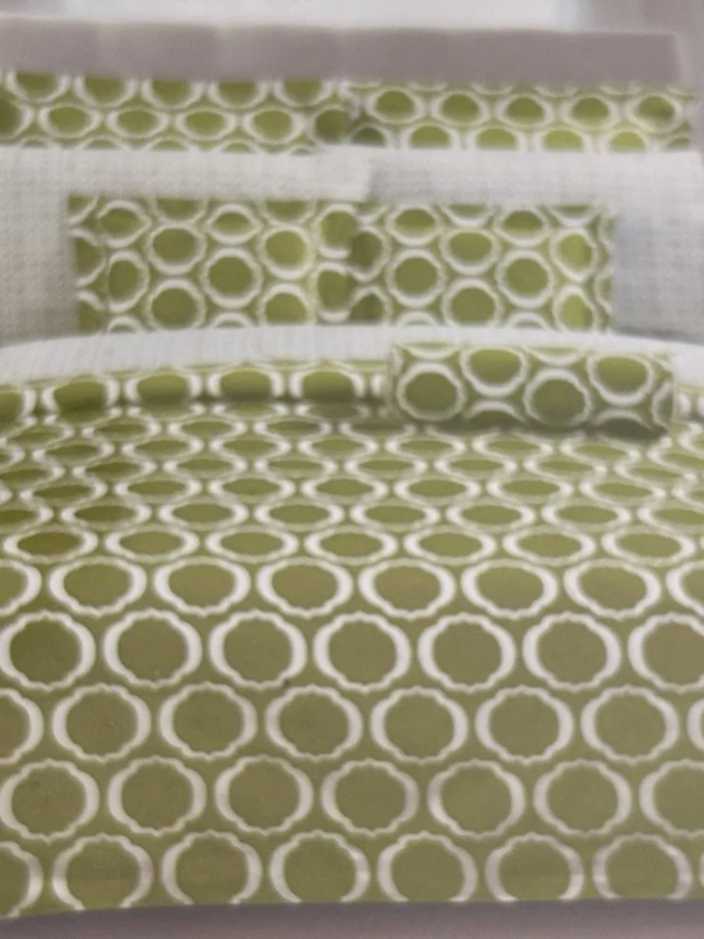 QUEEN Duvet/Shams Set Green Scroll 100% Cotton ~ Pacific Home Fashion